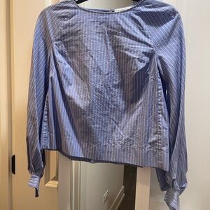 Aritzia Babaton Striped Blue Blouse